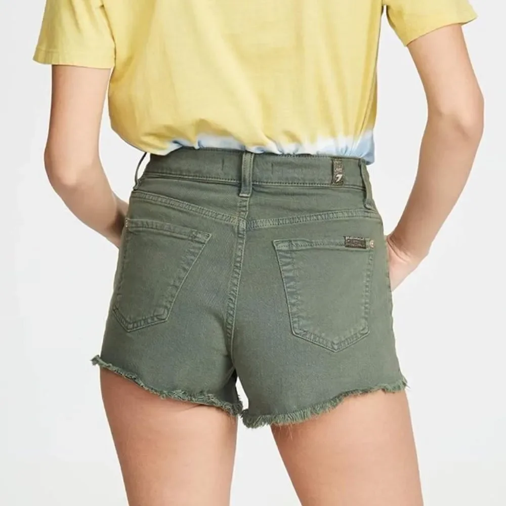 7 For All Mankind High Waist Green Shorts